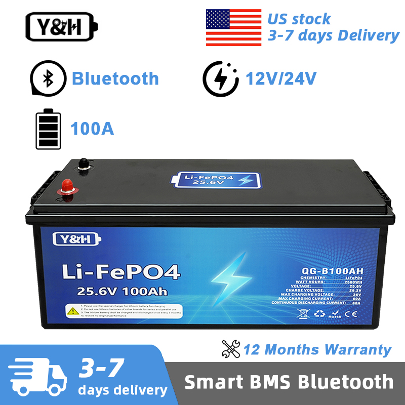 Lifepo4 12V 100Ah Bms Bluetooth - [Entrega Local] Batería LiFePO4 Y&H 12V
