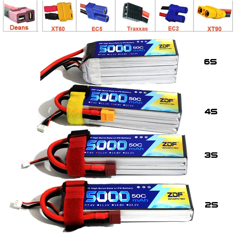 6S Lipo Battery 22.2V 5000Mah - ZDF FPV 450 500 7,4 V