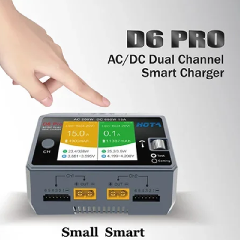 Hota D6 Pro Dual Lipo Charger - Cargador de Batería Inalámbrico de Doble