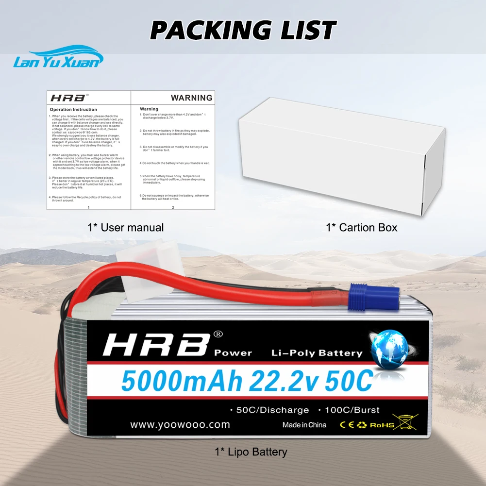 6S Lipo Battery 22.2V 5000Mah - 2 uds 6S batería Lipo 22,2
