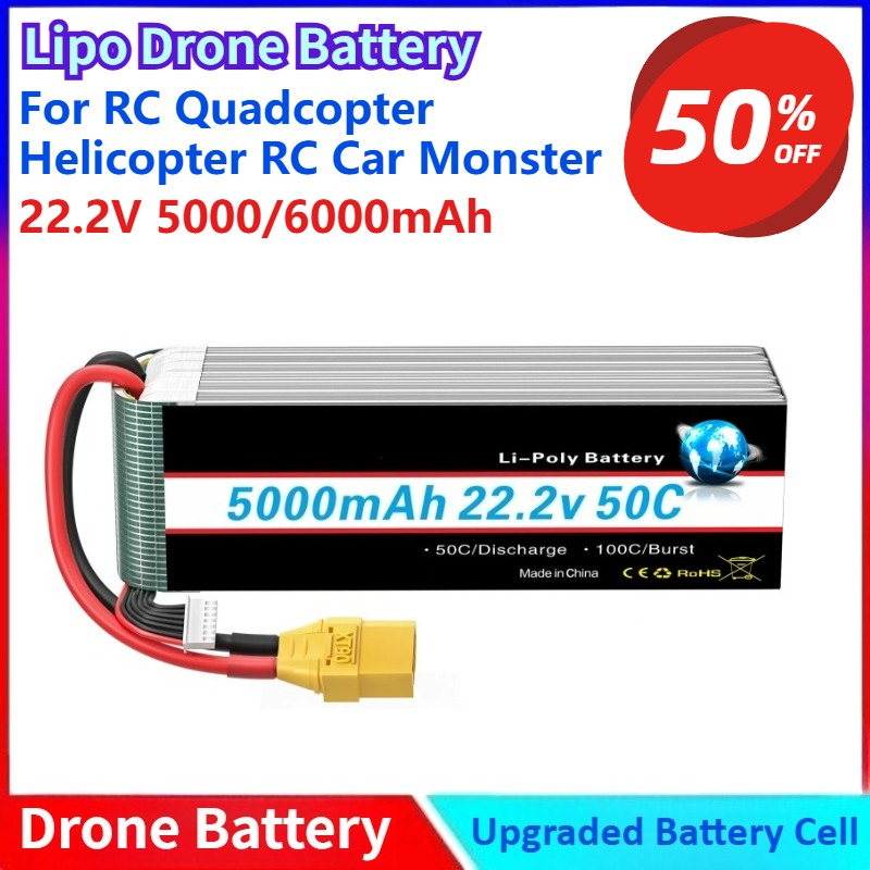 6S Lipo Battery 22.2V 5000Mah - Nuevo 5000/6000mah 22,2 V batería Lipo