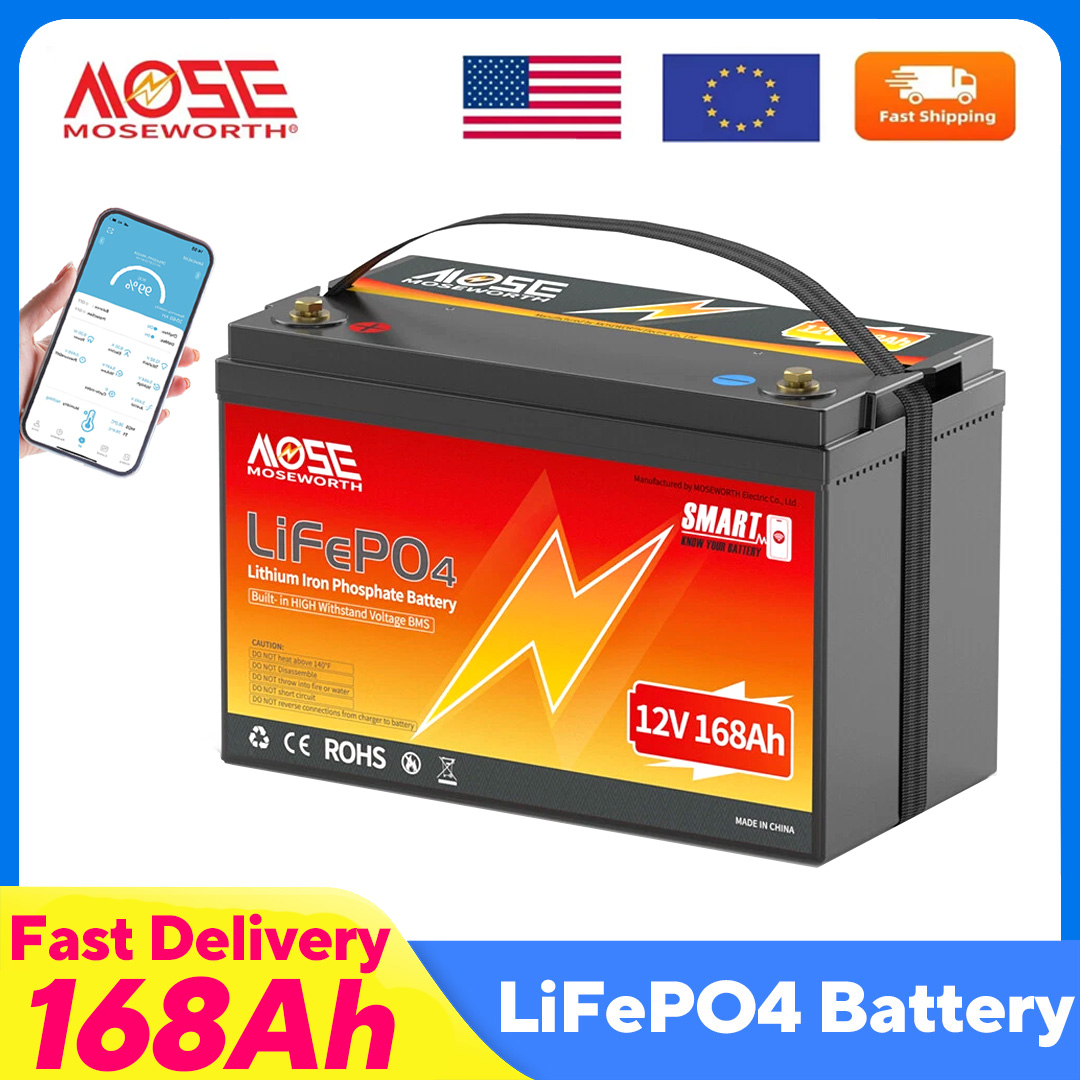 Lifepo4 12V 100Ah Bms Bluetooth - Batería LiFePO4 Bluetooth de 12V, 168Ah,