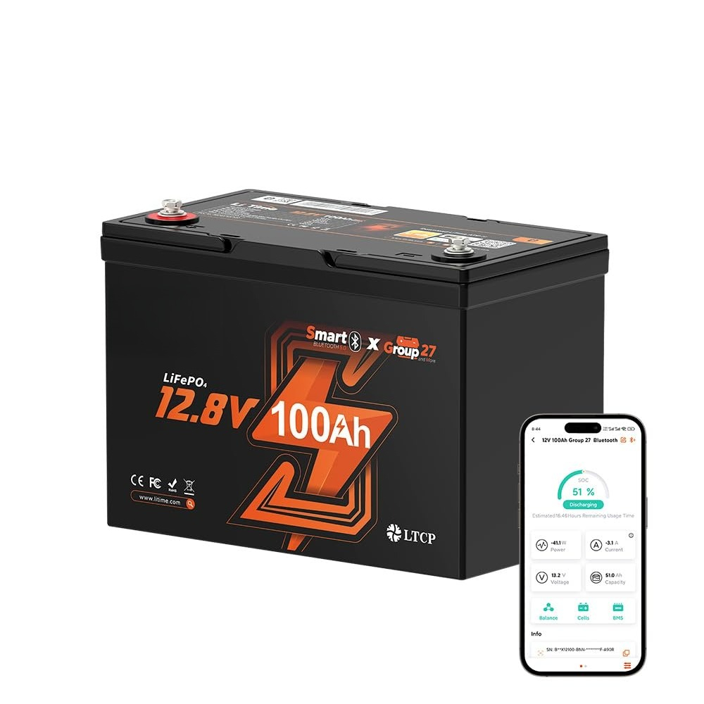 Batería LiFePO4 de 12V 100Ah,  - Lifepo4 12V 100Ah Bms Bluetooth reseña y precio