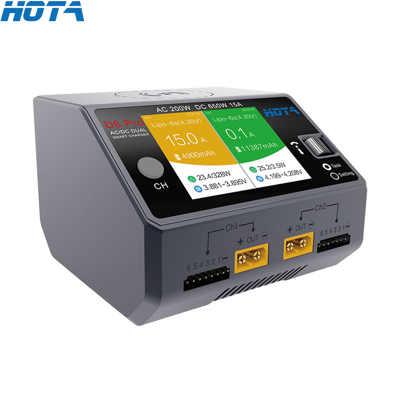 HOTA D6 Pro negro AC 200w DC 2 - Hota D6 Pro Dual Lipo Charger reseña y precio